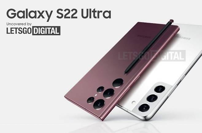 다음달 9일 삼성전자가 공개할 것으로 알려진 '갤럭시S22' 모델의 추정 사진. /레츠고디지털