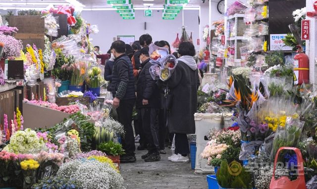 10일 서울 서초구 양재동 화훼공판장의 생화 꽃 도매시장이 활발한 모습을 보이고 있다.