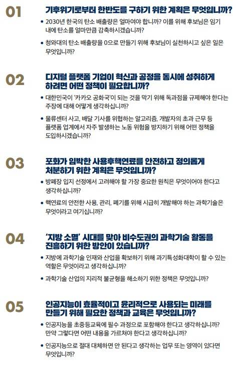 KAIST 과학기술정책대학원의 '대통령을 위한 열 가지 과학 질문' (한국과학기술원 제공) 2022.01.11 /뉴스1