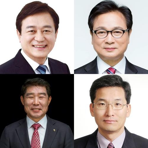 충북교육감 출마 예정자들 김병우 교육감, 심의보 교수, 윤건영 교수, 김진균 교장(시계방향) [연합뉴스 자료사진]