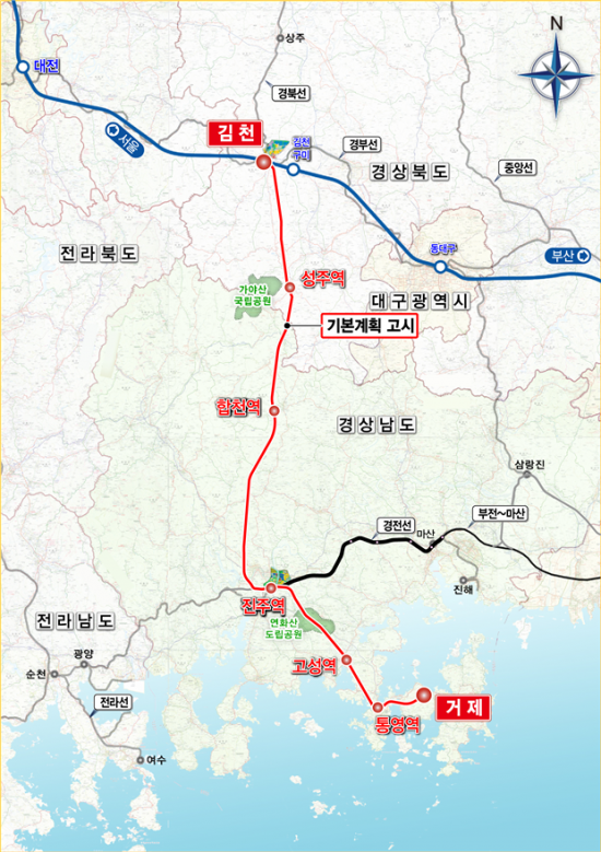 남부내륙철도 노선도