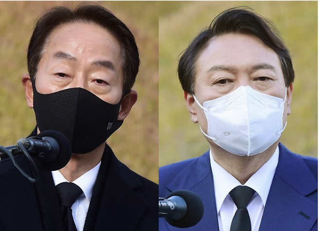 (왼쪽부터) 김현철 동국대 언론정보대학원 석좌교수, 윤석열 국민의힘 대선 후보 / 사진=연합뉴스
