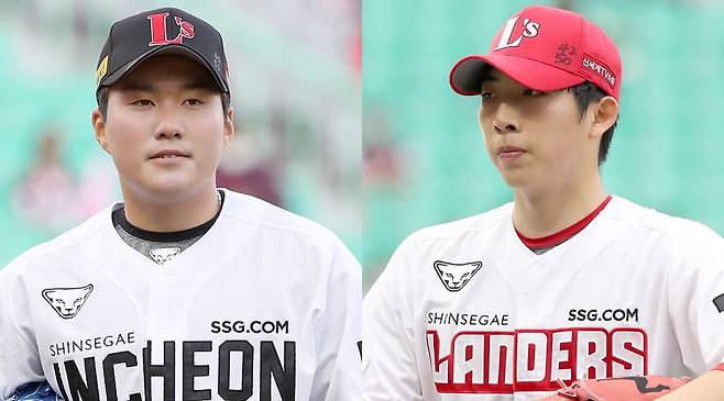 ▲ 올 시즌 SSG 선발 로테이션에서 한 단계 도약이 기대되고 있는 최민준(왼쪽)과 오원석