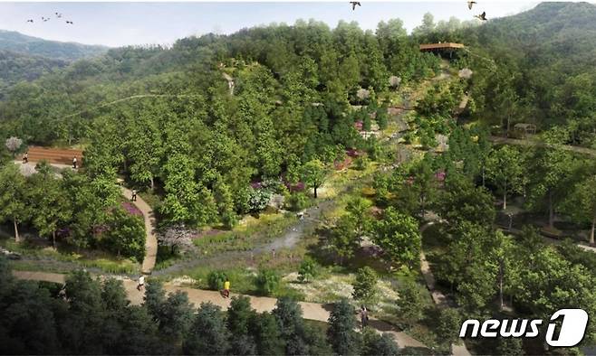 15일 충북 충주시가 온천 관광지 수안보에 20억원을 들여 도시생태휴식공간을 조성한다고 밝혔다. 사진은 투시도.(충주시 제공)2022.1.15/© 뉴스1