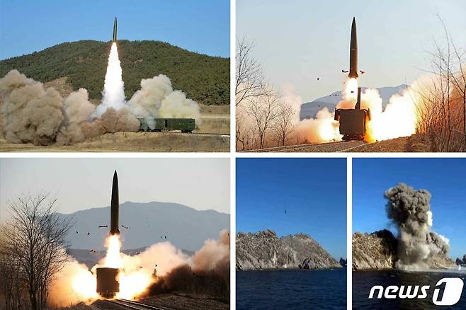 (평양 노동신문=뉴스1) = 북한 평안북도 철도기동미사일연대가 14일 검열사격훈련을 실시했다. [국내에서만 사용가능. 재배포 금지. DB 금지. For Use Only in the Republic of Korea. Redistribution Prohibited] rodongphoto@news1.kr