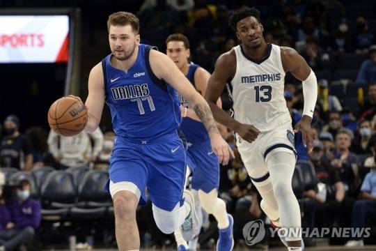 코트에서 볼 몰고가는 루카 돈치치
[AP=연합뉴스]