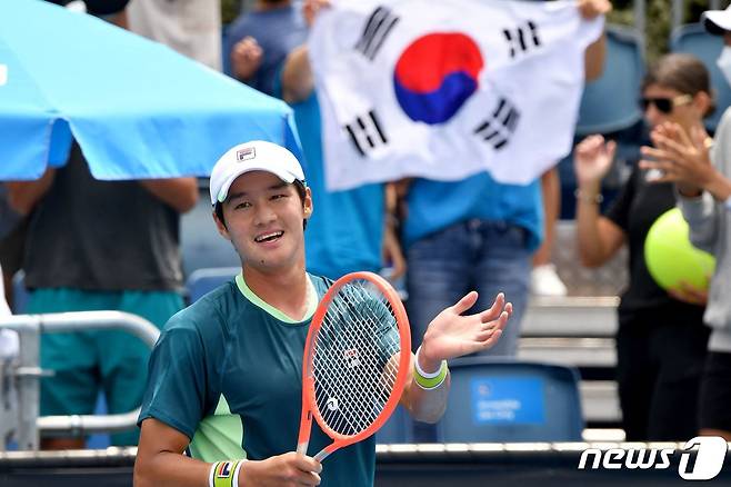 호주 오픈 2회전에 진출한 권순우. © AFP=뉴스1