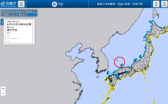 일본 기상청 홈페이지에서 제공되는 쓰나미 관련 지도에서 독도를 일본 영토로 표기한 모습 (빨간색 원안) /사진=서경덕 교수