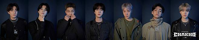 하이브 소속 아티스트들의 지식재산권(IP)을 활용한 네이버 웹툰·웹소설의 콘셉트포토. 방탄소년단의 ‘세븐 페이츠: 착호(7FATES: CHAKHO)’ 하이브제공