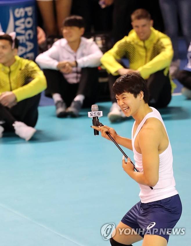 2019년 1월 20일 V리그 올스타전을 빛낸 '덕큐리' 서재덕 [연합뉴스 자료사진]