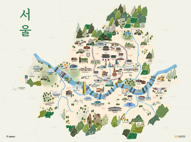 서울 일러스트 관광지도