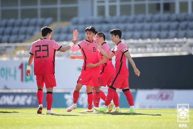 한국 축구대표팀이 몰도바와의 전반전을 2-0으로 마쳤다.(대한축구협회 제공)© 뉴스1