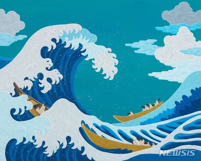 [서울=뉴시스]The great Wave off Indian ocean, 130x162cm, gouache on canvas, 2021.