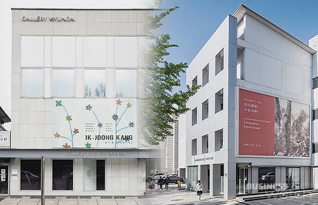 서울 종로구 삼청로에 위치한 갤러리현대 본관(왼쪽), 신관. 본관은 창업자인 박명자 회장 개인 소유다. 신관은 법인 ㈜갤러리현대가 2016년 12월 박 회장에게 126억원을 주고 매입, 지금은 ㈜갤러리현대 소유다.