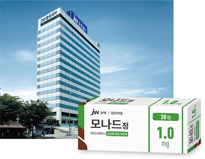 정치권 발로 전해진 ‘탈모 치료제 건강보험 적용’ 검토 소식에 탈모 환자들의 기대가 커지고 있다. 무엇보다 치료제 가격 부담을 크게 줄일 수 있어서다. 사진은 JW중외제약의 모나드. /사진=JW중외제약