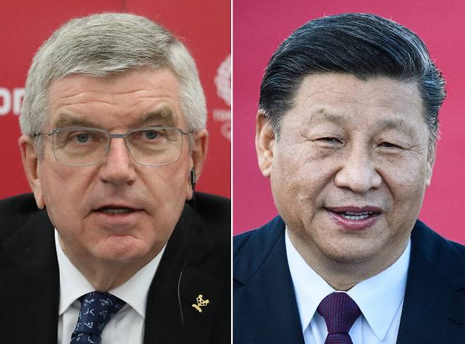 토마스 바흐(왼쪽) IOC위원장과 시진핑 중국 국가 주석. (사진= AFP)