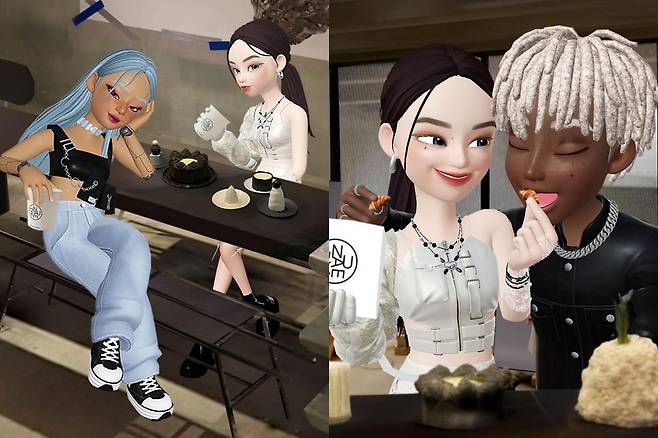 네이버 메타버스 플랫폼 제페토의 누데이크 매장을 방문한 아바타.