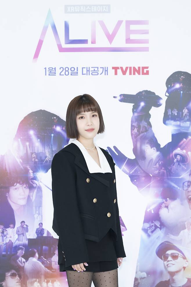 ▲ 김나영이 27일 티빙 오리지널 '얼라이브' 제작발표회에 참석해 포즈를 취하고 있다. 제공|티빙