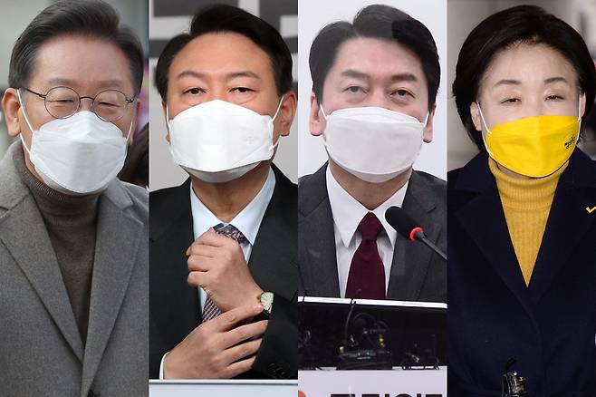 (왼쪽부터) 이재명 더불어민주당 대선 후보, 윤석열 국민의힘 대선 후보, 안철수 국민의당 대선 후보, 심상정 정의당 대선 후보 / 사진=국회사진기자단