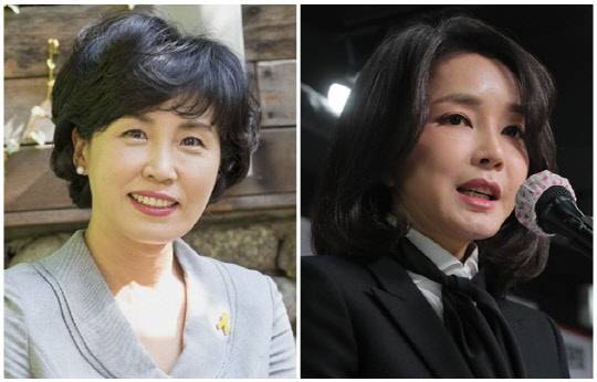 이재명 더불어민주당 대선 후보 부인 김혜경씨(왼쪽)와 윤석열 국민의힘 대선 후보 부인 김건희씨. <연합뉴스, 성남시청>