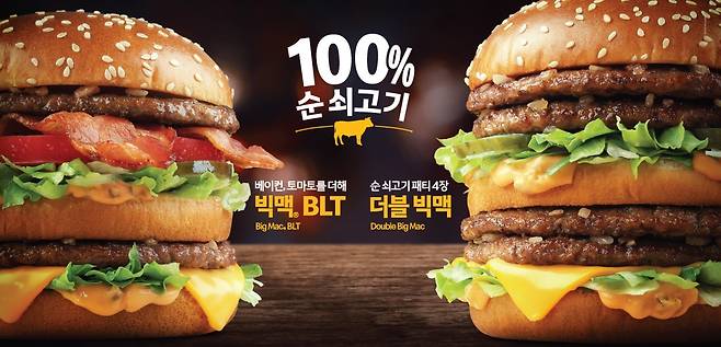 맥도날드 '더블 빅맥'·'빅맥 BLT' 한국맥도날드 제공. 재판매 및 DB 금지]