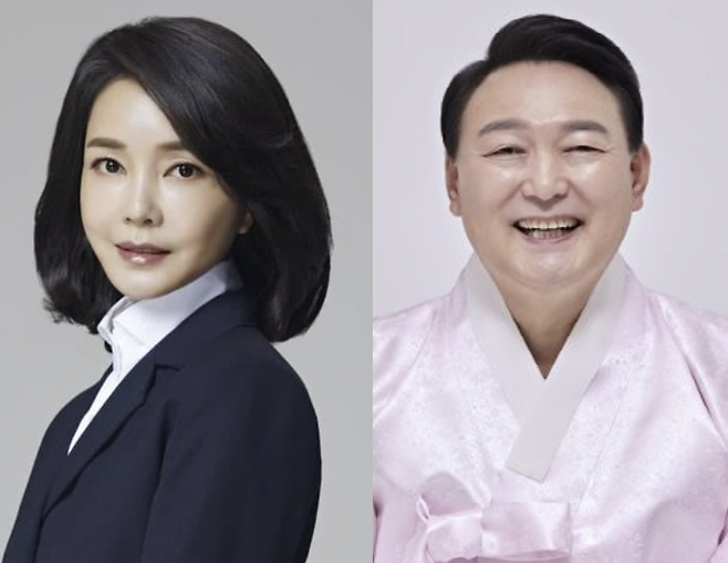 윤석열 국민의힘 대선 후보(오른쪽)와 아내 김건희 씨(왼쪽) / 사진=연합뉴스
