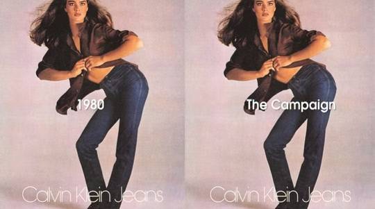 브룩 쉴즈가 15살 때 촬영한 캘빈 클라인 청바지 광고.사진|보그 유튜브 캡처