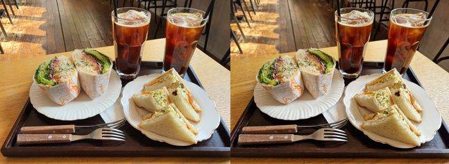 삼성전자 스마트폰 ‘갤럭시노트10+’(왼쪽)와 ‘갤럭시S22 울트라’로 촬영한 사진.ⓒ데일리안 김은경 기자