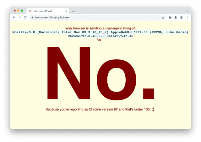 크롬의 버전 UA가 세자릿수에서 오류를 일으키는지 확인할 수 있는 사이트