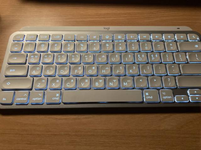 어두운 방안에서 키보드 위에 손을 대면 자동으로 백라이트가 들어온다. 정다은 기자