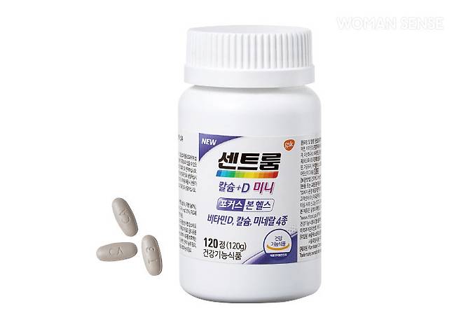 칼슘, 비타민 D, 마그네슘을 비롯해 아연, 구리, 망간 등 정상적인 면역 기능과 항산화에 도움이 되는 6가지 영양소를 골고루 담은, 센트룸 칼슘+D 미니. 120정 2만7천원.