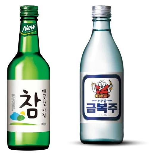 '깨끗한 아침 참'(왼쪽), '소주왕 금복주' © 뉴스1