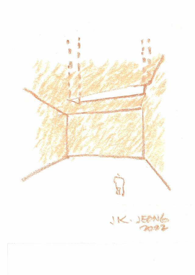 정진국의 '토포하우스' 컨셉드로잉. 작가는 르코르뷔지에의 '기적의 상자'를 차용했고 자연광이 들어올 수 있는 독특한 2층 공간을 만들었다. /사진제공=토포하우스