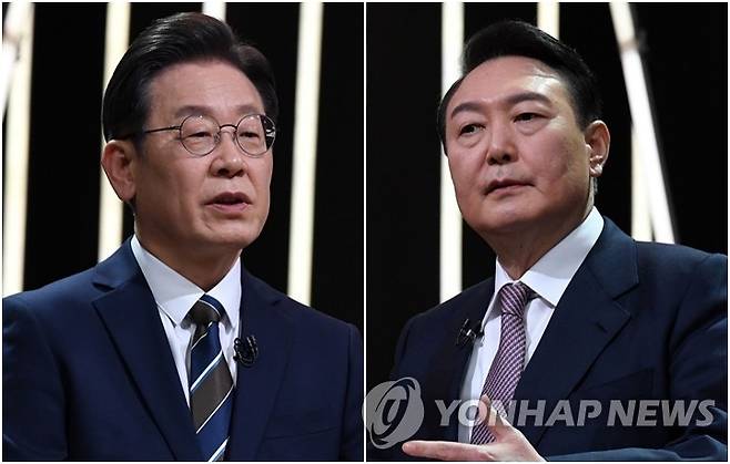 (왼쪽)이재명 후보 - 윤석열 당선인 [연합뉴스 자료사진]
