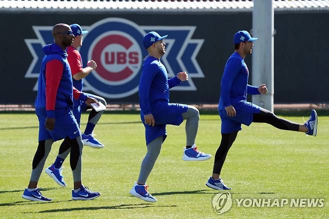 미국 애리조나주 슬로언 파크에서 스프링캠프 훈련을 준비하는 시카고 컵스 선수들 [USA 투데이/로이터=연합뉴스]