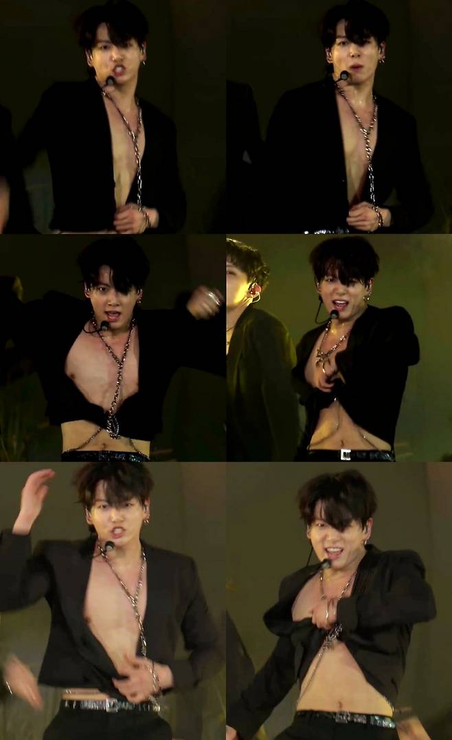 방탄소년단 정국 단추 과감히 파업..아미들에게 기쁨 선사