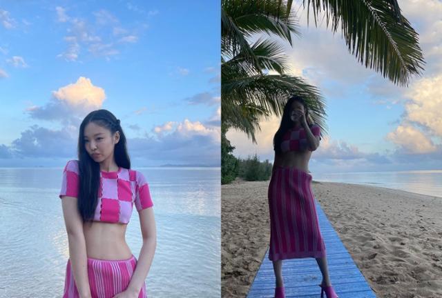 하와이 해변을 배경으로 열린 J 사의 패션쇼에서 제니는 로우 웨이스트 니트 스커트로 과감한 허리 라인을 드러냈다. 제니 SNS