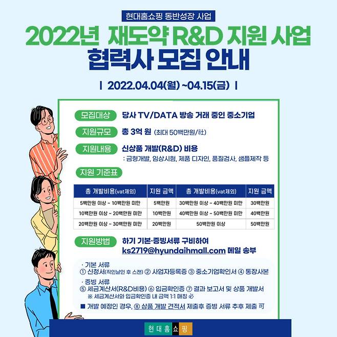 현대홈쇼핑 R&D 지원 사업