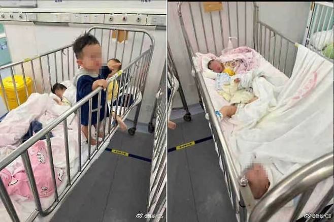 부모와 떨어진 상하이의 코로나19 어린이 환자들 (서울=연합뉴스) 중국 상하이의 공공병원인 상하이공공위생센터의 어린이 병동에서 격리된 채 치료를 받는 영유아 환자들. 환자가 급증해 한 침대를 여러 명의 영유아가 함께 쓰고 있다. 여론의 주목을 받은 뒤 이 병원은 수용 환경을 '개선'했다고 밝혔다. [중국 소셜미디어 웨이보 캡처] 2022.4.3
photo@yna.co.kr
(끝)
