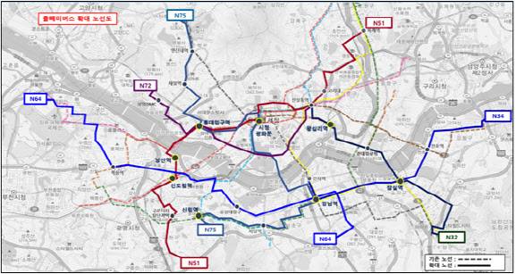 올빼미버스 확대 노선도.