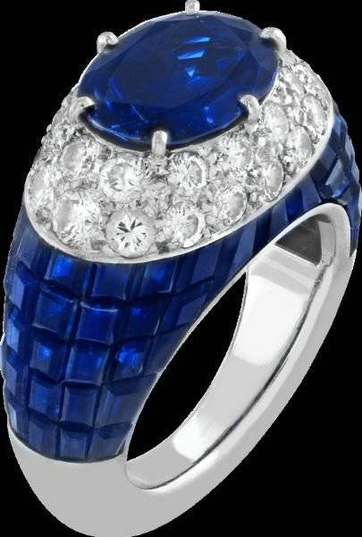 보석의 고정부분이 보이지 않는 '미스터리 세팅' 기술을 적용한 반지. 1972년작. [사진 반클리프 아펠]