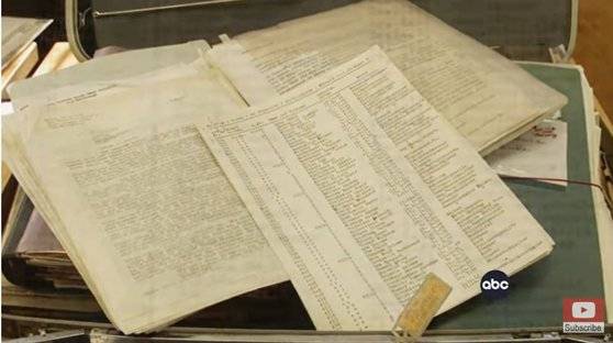독일 사업가 오스카 쉰들러의 지시로 미미 라인하르트가 직접 타이핑한 '쉰들러 리스트'. [유튜브 캡처]