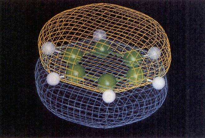 벤젠의 복잡한 구조를 컴퓨터로 재현한 모습. 과학동아DB