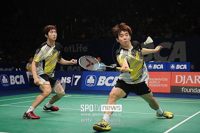 ▲ Kim Ki-jung (left) and Kim Sa-rang at the 2014 Indonesian Open