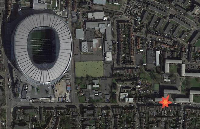 총격이 발생한 장소(사진 오른쪽 하단)에서 불과 3블럭 떨어진 곳에 토트넘 홋스퍼 스타디움이 위치해 있다. 출처: 구글지도 *재판매 및 DB 금지