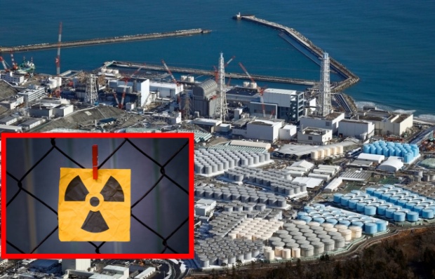 2021년 1월의 후쿠시마현 오쿠마쵸의 후쿠시마 제1원전 근처 탱크에 저장된 대량의 방사능 오염수