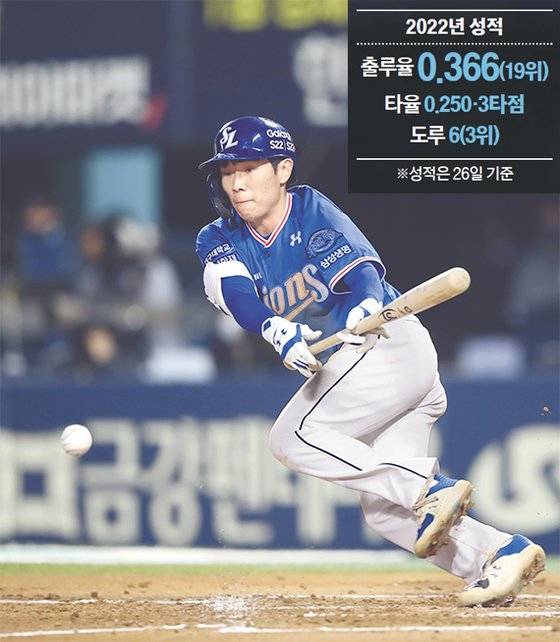 올 시즌 KBO리그 최단신 선수인 삼성 라이온즈 내야수 김지찬. 키 1m63㎝인 그는 신장이 큰 선수에 비해 스트라이크 존이 줄어들어 판정에서 이득을 봤다. [삼성 라이온즈]