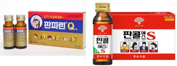 동아제약 '판피린큐'(왼쪽)와 동화약품 '판콜에스'./사진=각사