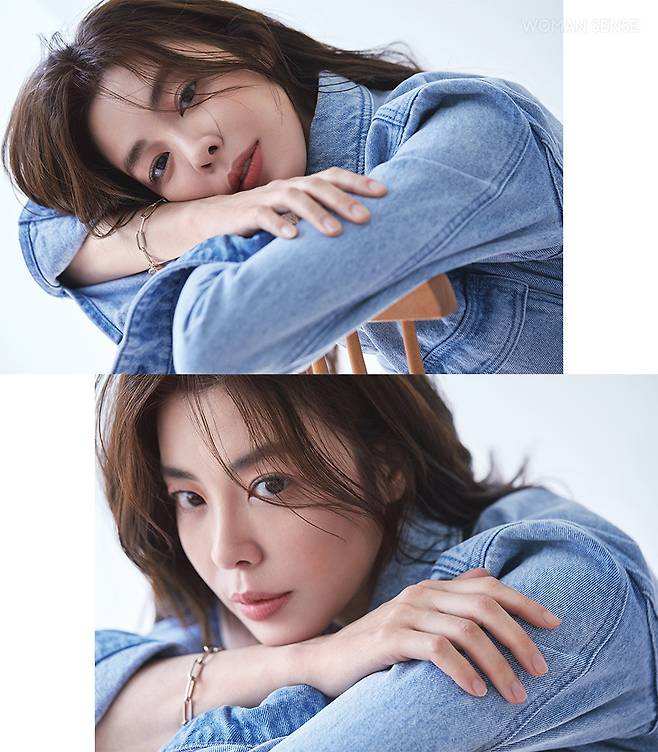 데님 포켓 드레스 마이클 마이클 코어스, 실버 체인 브레이슬릿 케이트앤켈리.