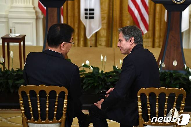 정의용 외교부 장관(왼쪽)과 토니 블링컨 미국 국무장관.© AFP=뉴스1
